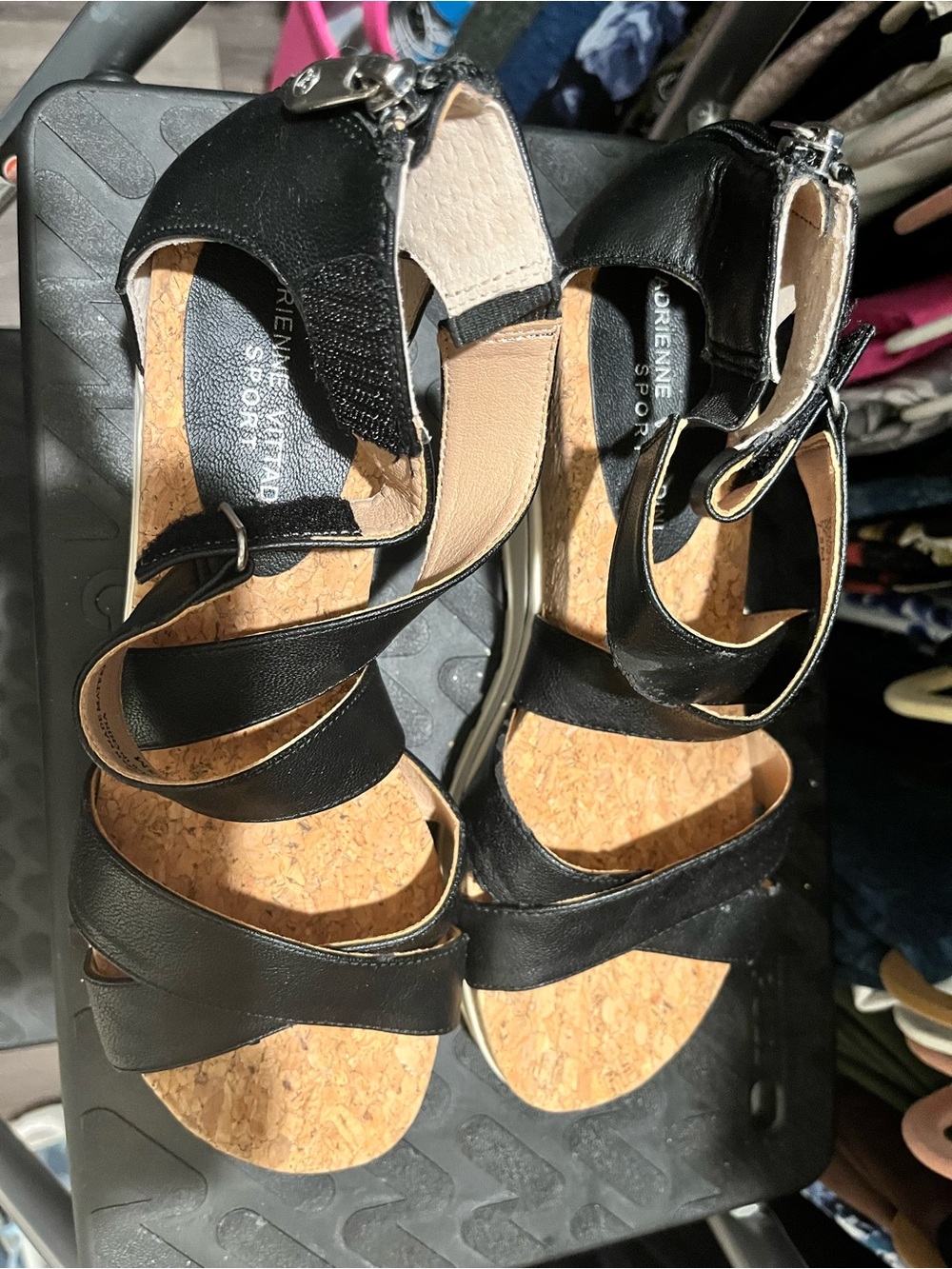 Black Women’s Strappy Cork Footbed Sandals -